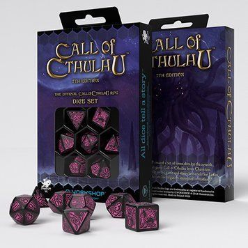 Фото товару Набір кубиків Call of Cthulhu 7th Edition Black & magenta Dice Set SCTR20