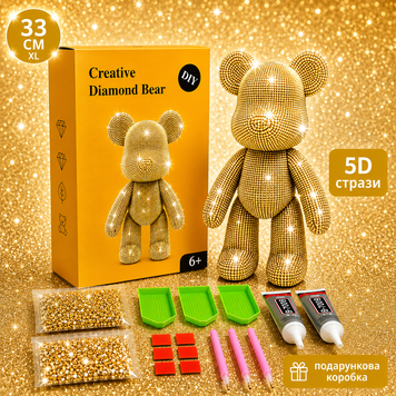 Алмазна мозаїка ColorArt Ведмедик фігурка 5D золотий 33см &mdash; купити в інтернет-магазині Story Syndicate