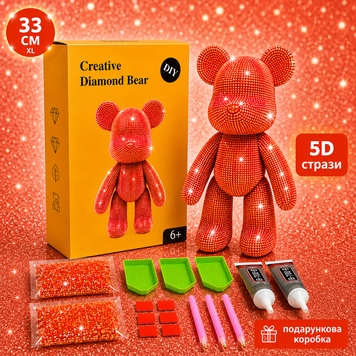 Алмазна мозаїка ColorArt Ведмедик фігурка 5D червоний 33см &mdash; купити в інтернет-магазині Story Syndicate