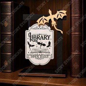 Фото товара Деревянный держатель для книг &laquo;Library Open Daily&raquo; с драконом 357195434