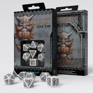 Фото товару Набір кубиків Dwarven White & black Dice Set (7) SDWA02
